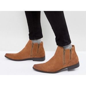 ASOS sz 9 brown Chelsea zipper detail dress shoes